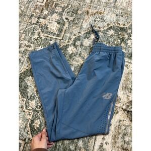 New Balance Blue Track Pants Men's Medium Drawstring Pockets Lightweight